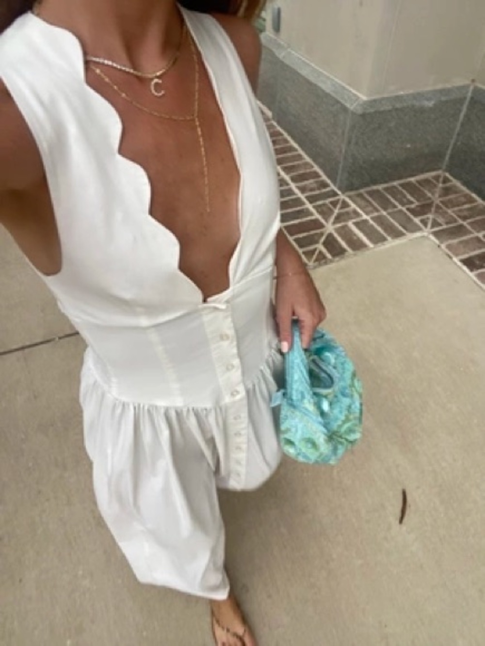NWT Mable Serena dress in off white scalloped v-neck - Picture 6 of 12